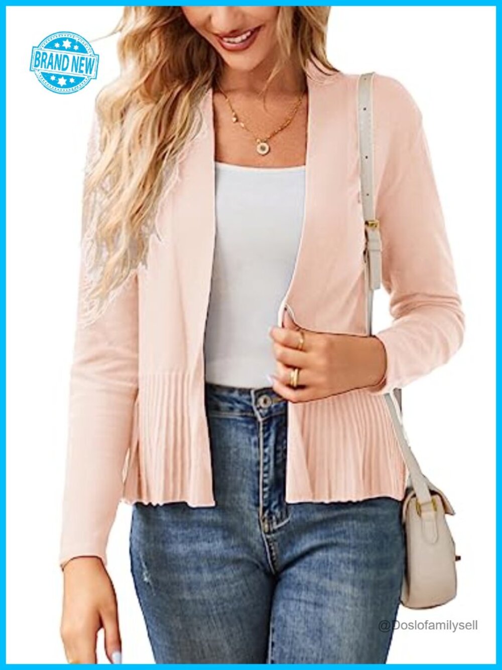 Women's Lightweight Peplum Cardigan Cropped Open Front Knit Top